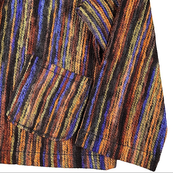 Habitat-Clothes To Live In, size large, retro boho jacket, rainbow yarn stripes - Picture 9 of 16